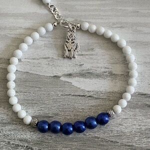 Uconn University of Connecticut Blue and White Jonathan the Husky Bracelet